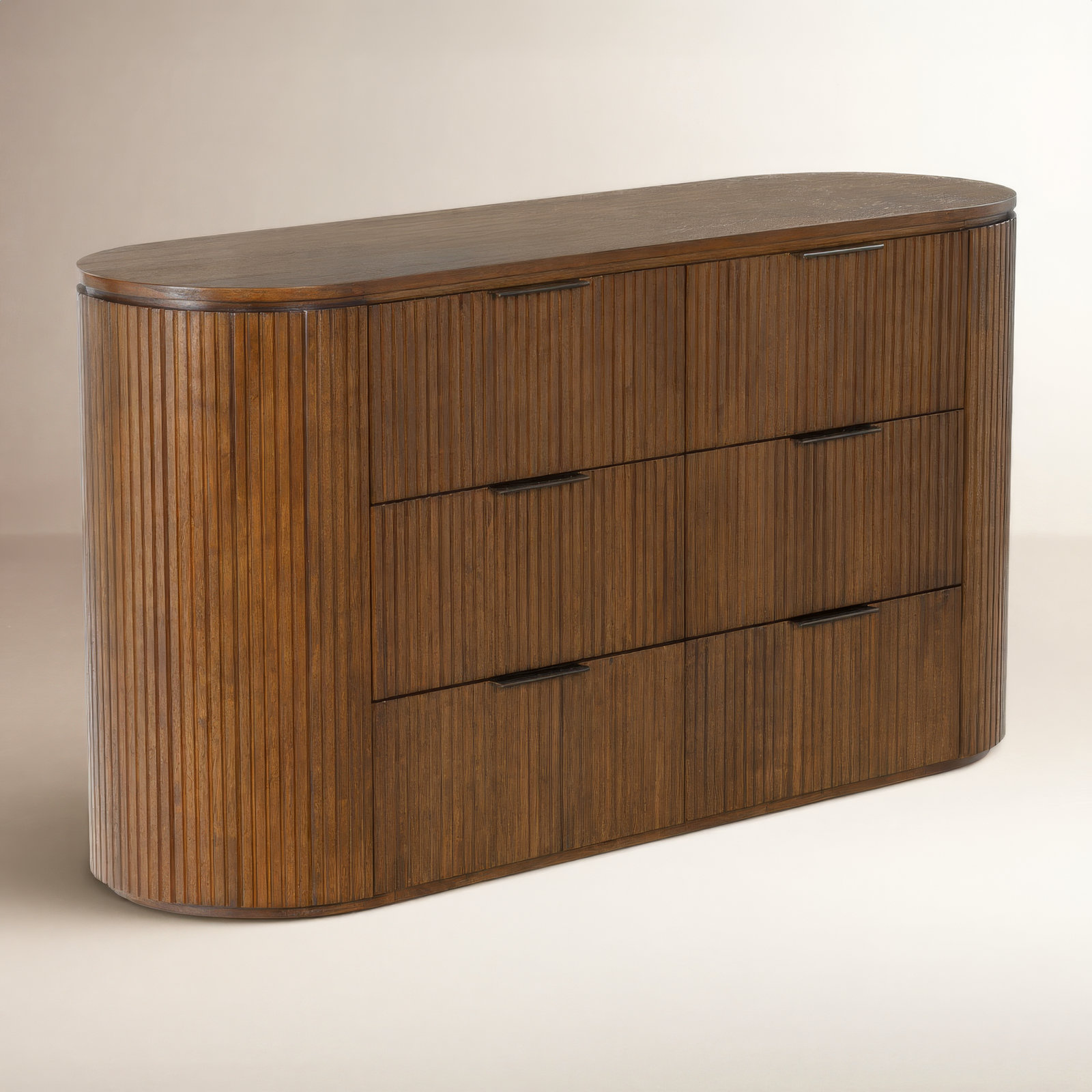 60" Fluted Double Dresser, Medium Oak