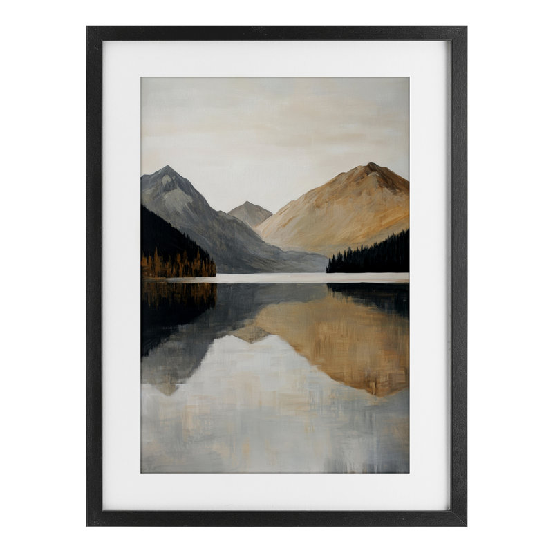 Terracotta Reflection Mountain Range, reproduction encadrée sous verre, design par Petal Prints Design, H 23 po x l 17 po