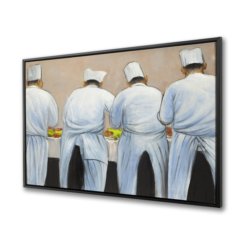 Cooks Chefs Working Together - Contemporary Framed Canvas Decor