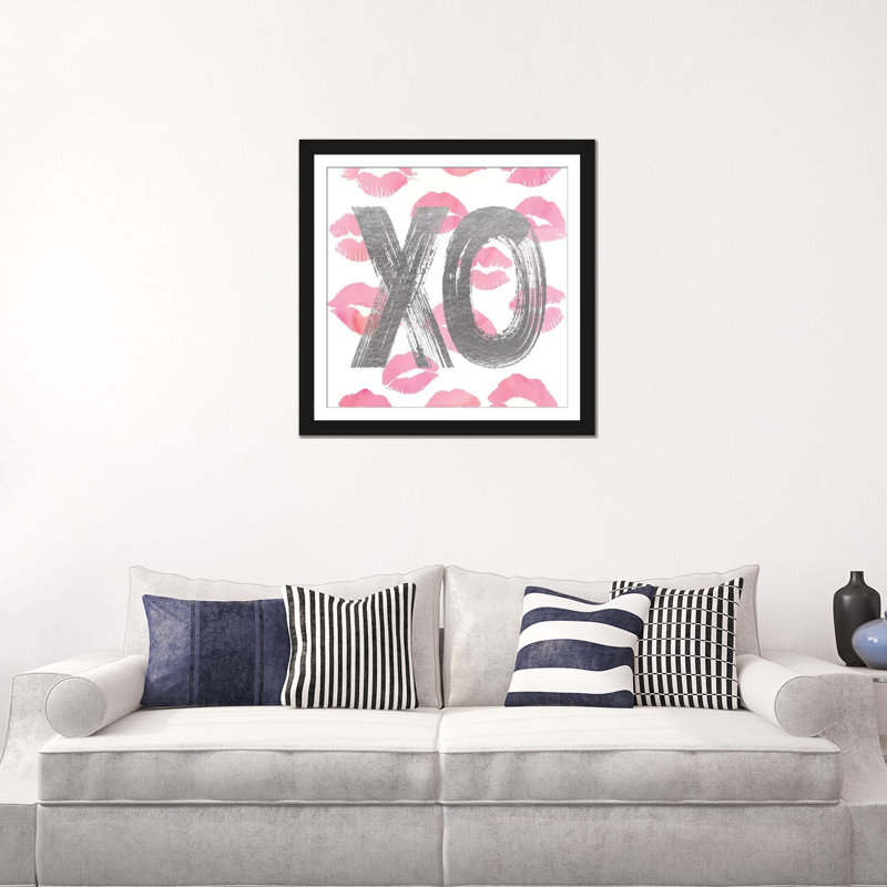 « love ox rose, square », impression sur toile tendue, H 24 po x l 24 po x P 1 po, Papier d'art encadré noir, Blanc