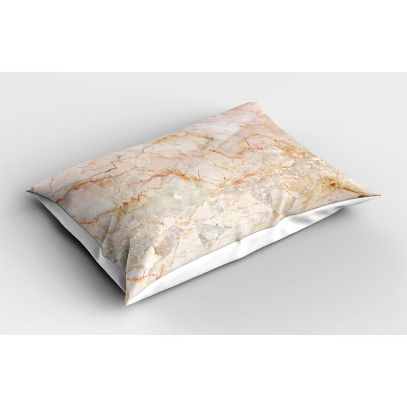 Ambesonne Marble Print Pillow Sham 2 Pack Mine Fractures Stains Orange Sand Brown, 20"H x 36"W