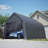 Portable Instant Garage 13X20 FT, Enclosed Carport With Extra-High Density Cover & Steel Frame, Roll-Up Door, All-Weather Protection For Truck, Boat, RV, Silver Gray