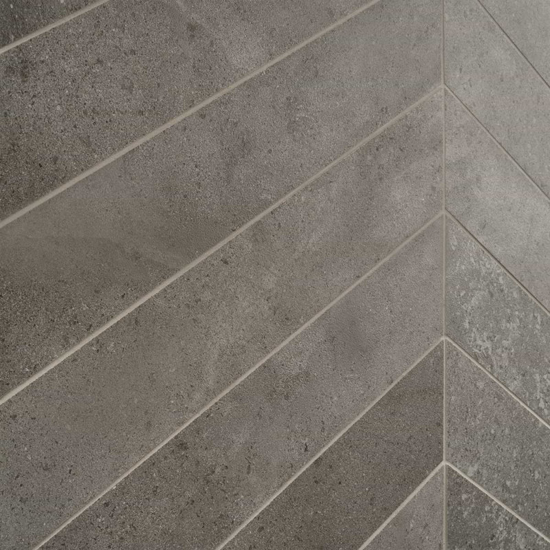 New Rock 4x21 Chevron Matte Porcelain Tile, Fossil Dark Gray