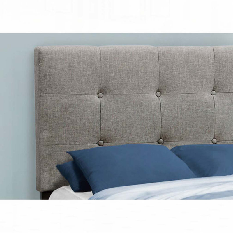 Lit plateforme en tissu d'ameublement, Gris, Lit simple