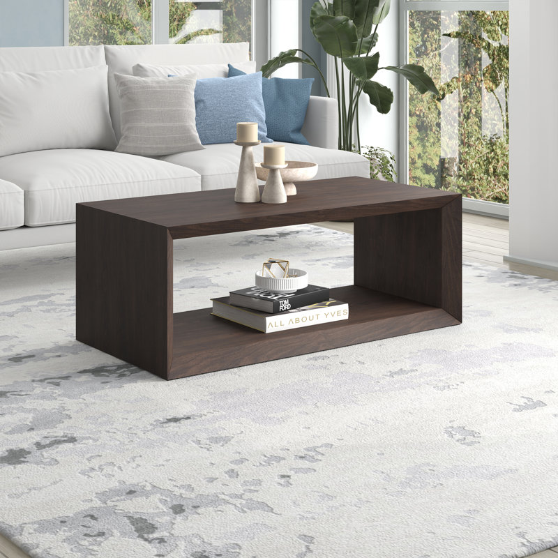 Wander Solid Coffee Table with Storage, 45.72cm H x 121.92cm W x 59.39cm D, Alder Brown