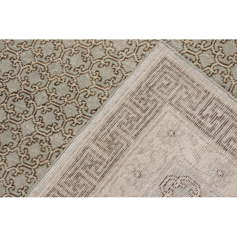Distressed Homage Hand Knotted Wool Geometric Area Rug, Rectangle 6' x 9'