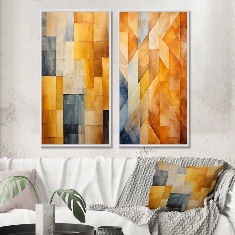Dailen - ensemble de 2 reproductions d'art sur toile, Cadre blanc, H 32 po x l 33 po