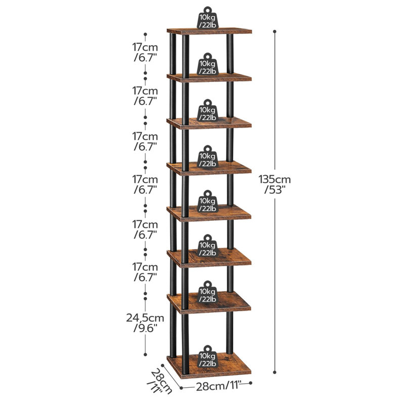 High Narrow Shoe Rack 8-Layer Vertical Shoe Rack Suitable For Small Space Corner Shoe Rack
