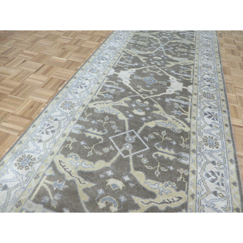 Tapis de couloir oriental brun 4 pi 2 po x 23 pi 5 po Oushak Ushak 1D938E198C874BD1A5F15DFC51B80CFF