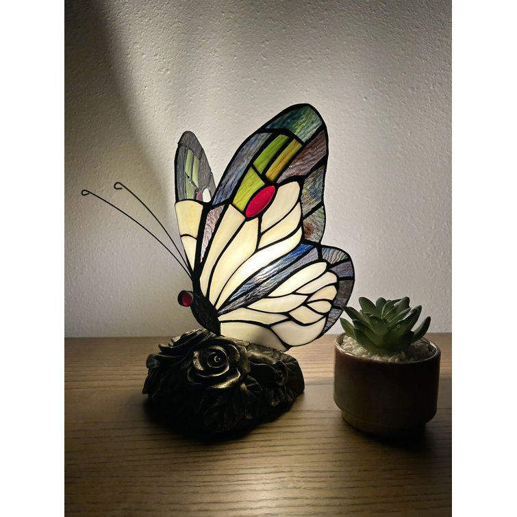 ENJOY Tiffany Butterfly Mini Night Light Table Lamp White Stained