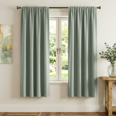 Blackout Curtains for Living Room Thermal Insulation Room Darkening Rod Pocket Drapes(Set of 2)