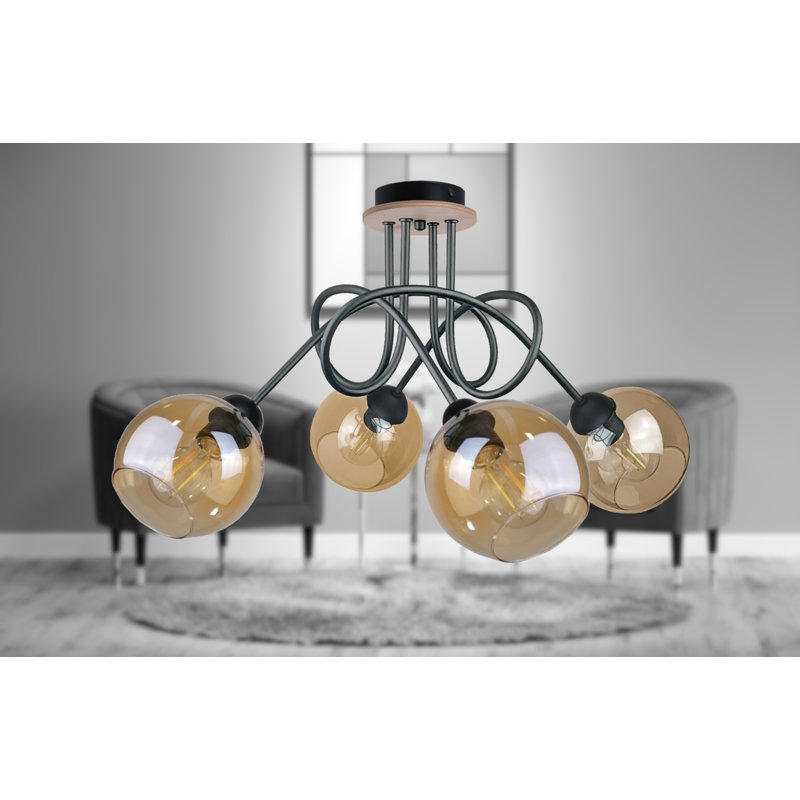 Bernadett Glass Semi Flush Mount, Yellow
