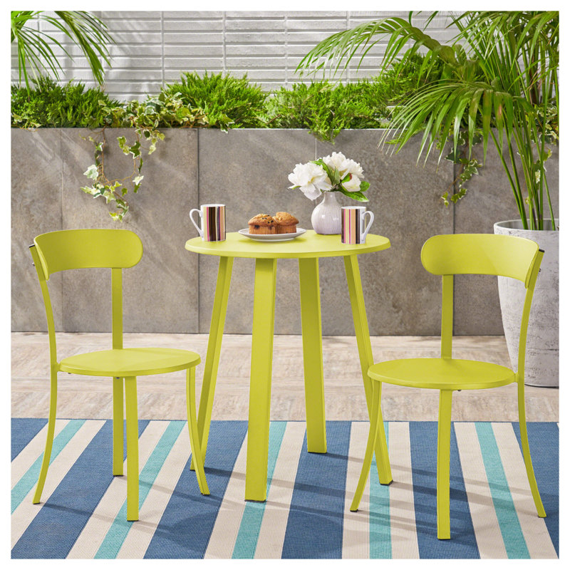 Ensemble bistro vert en fer, table de patio 24 po x 24 po x 28 po et chaises pour balcon ou jardin