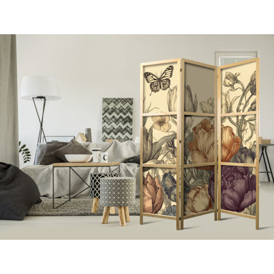 171cm H Solid Wood Folding Room Divider