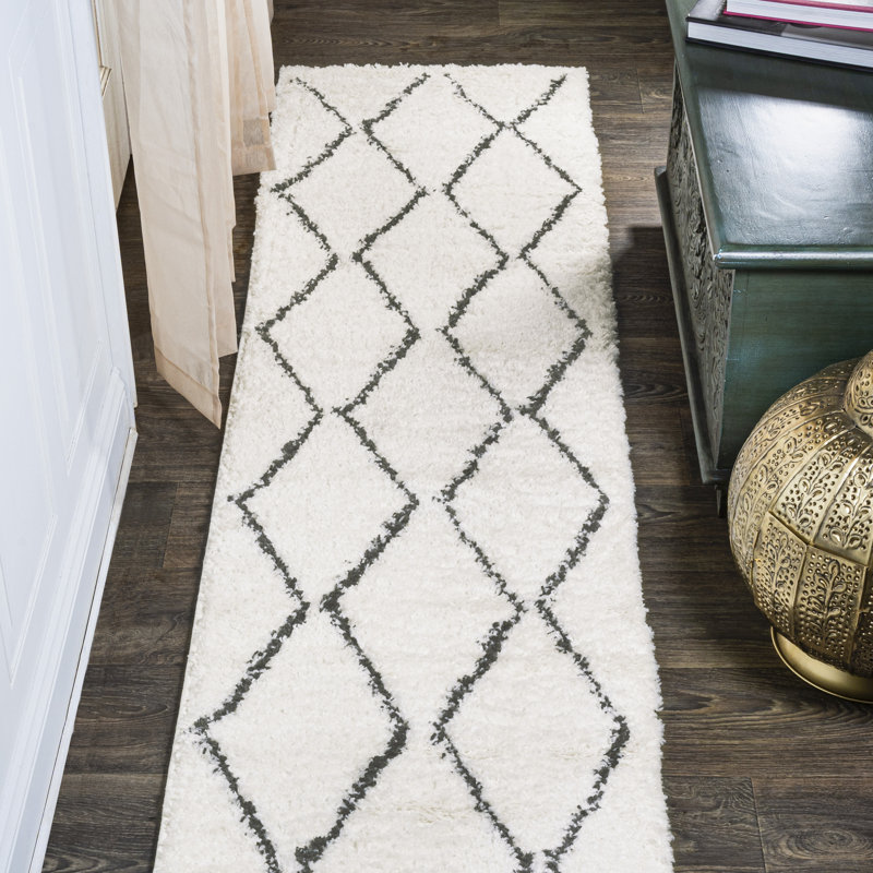 Tapis blanc / gris Schleicher, Tapis de couloir 2 pi x 8 pi