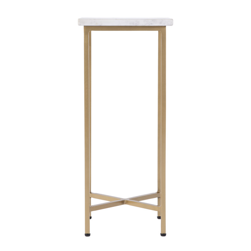 Paulina 9 in. W Square Marble and Iron End Table