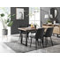 Kylooe Modern Brown Wood And Black Metal Dining Table Set With 4 Luxury Velvet Dining Chairs