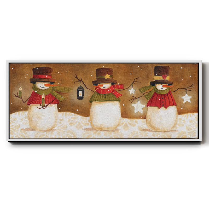 Top Hat Snowmen- Framed Canvas