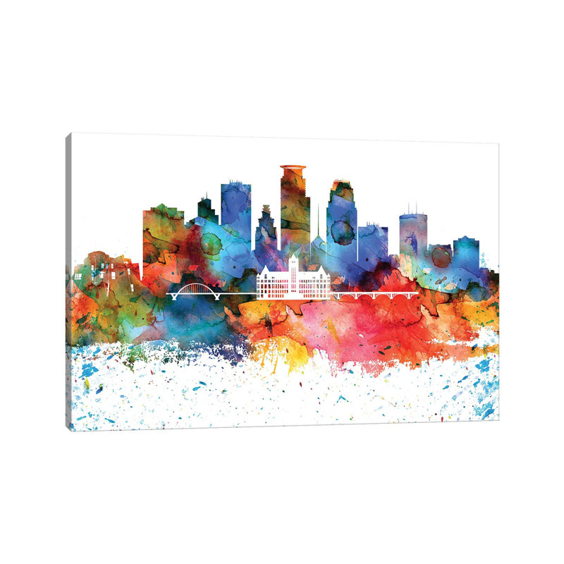 Minneapolis Skyline - Wrapped Canvas Painting, 152.5 cm H x 101.5 cm W