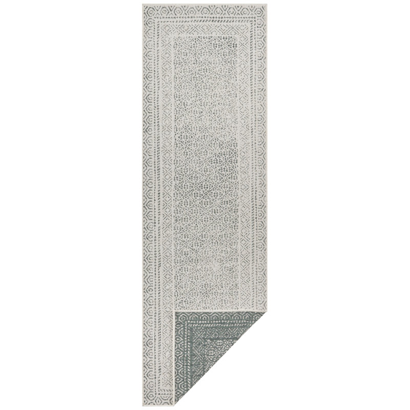 Frame Flatweave Green Rug, Runner 80 x 250cm