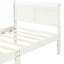 Structure de lit simple en bois massif avec tête de lit blanche et plateforme