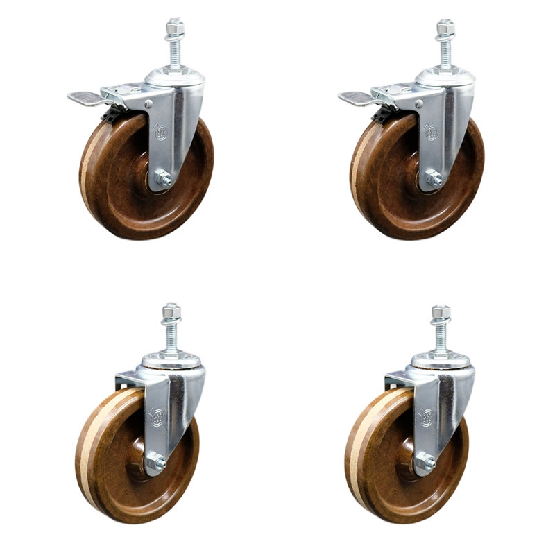 Ensemble de roulettes à tige haute de 5 pouces à haute température et phénoliques 3/8 pouces