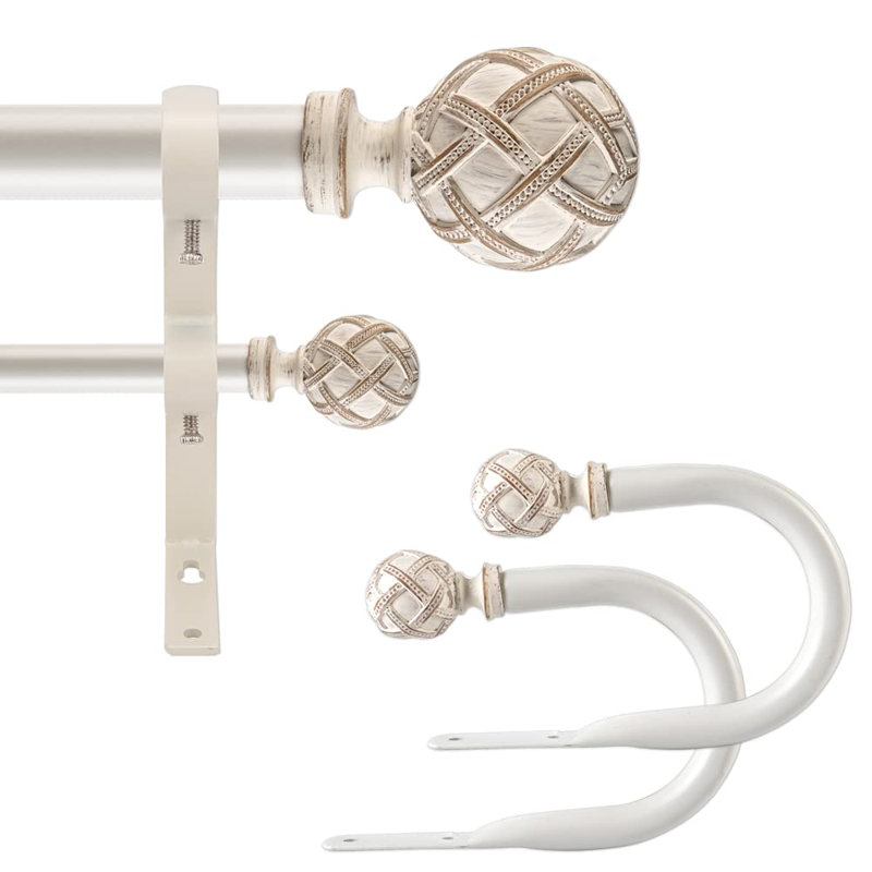 Deanda Adjustable Double Curtain Pole, 213cm - 304cm, White