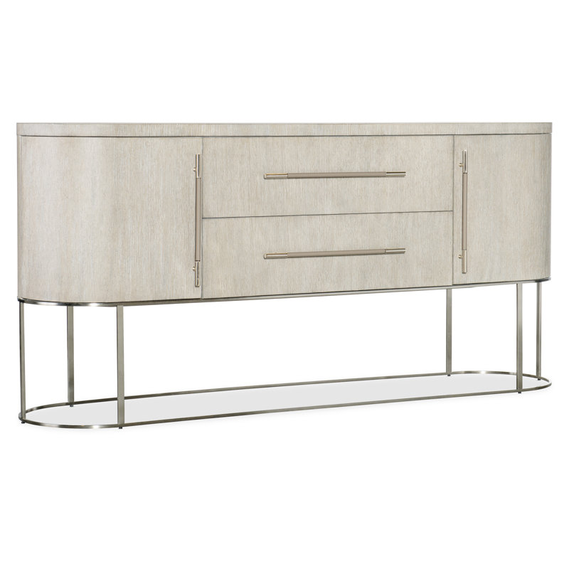 Modern 76'' Brown Oak Sideboard with Metal Base