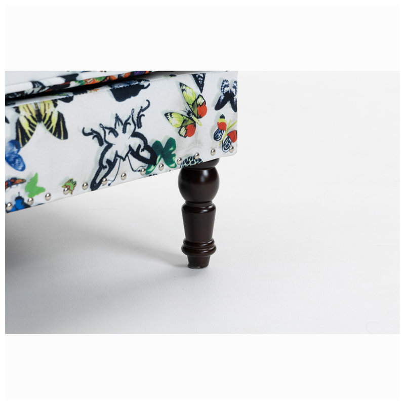 Fauteuil d'appoint rembourré clouté en coton l 27,17 po x P 27,17 po x H 35,04 po Butterfly