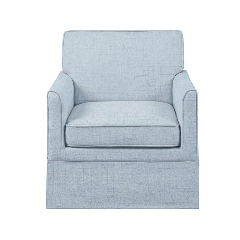 Fauteuil décoratif avec housse de protection, couleur bleue, design classique pour le salon, la chambre à coucher, un invité de lecture avec des pieds en bois massif, une structure en contreplaqué, un support de coussin à ressort sinueux, un coussin de siège en mousse haute, amovible