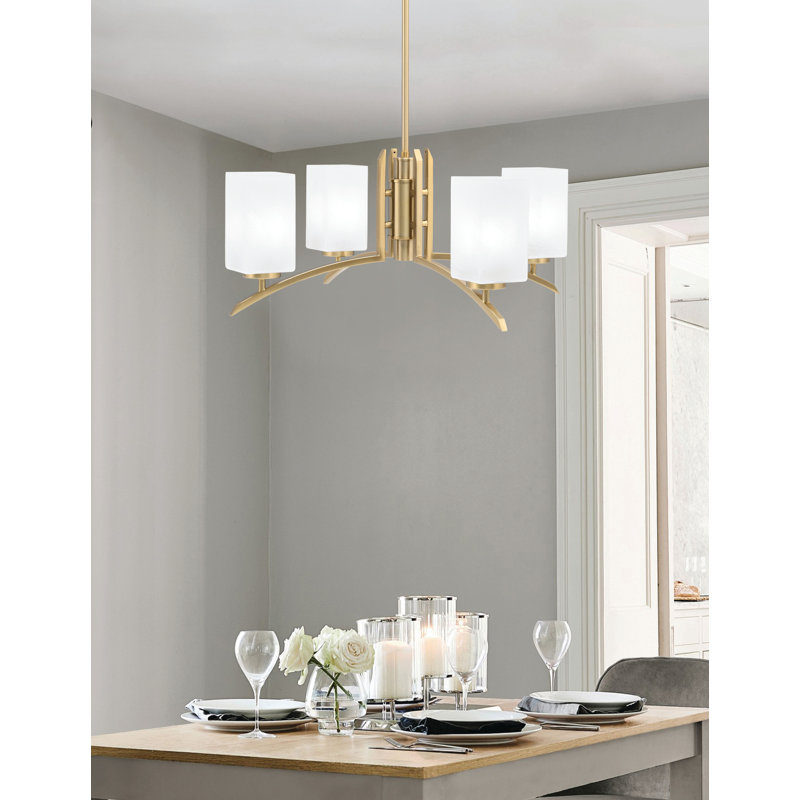 Lustre lumineux avec verre carré en marbre blanc de 3,5 po, H 58,25 po x l 26 po x P 26 po, 4, Laiton New Age