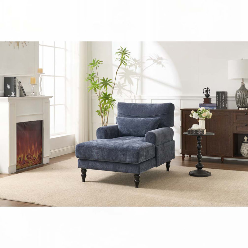 Chaise longue d'intérieur rembourrée, Bleu