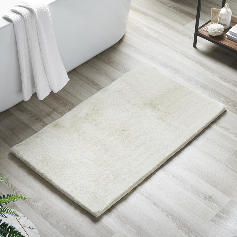 Rosenda Faux Fur Non-slip Bath Mat, Ivory