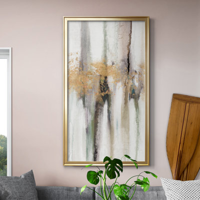 Falling Gold Leaf II - Peinture sur toile encadrée