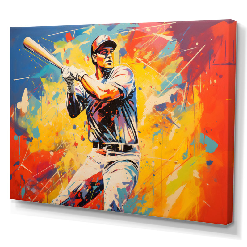 Pop Art Baseball Homerun sur toile, H 16 po x l 32 po x P 1 po, Toile tendue