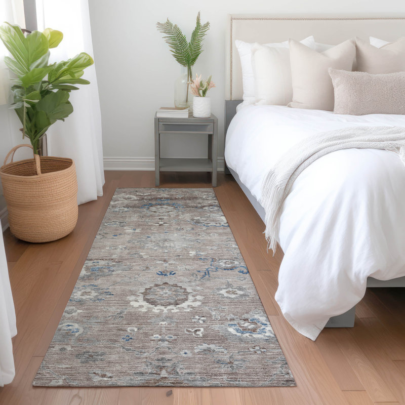 Machine Washable Indoor/Outdoor Christain ACN1374 Taupe Rug, Runner 2'3" x 7'6"