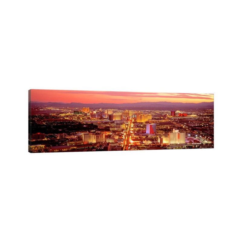 Aerial Las Vegas NV USA 1 Piece Wrapped Canvas Panoramic Wall Art, 121.92 cm H x 40.64 cm W x 1.91 cm D