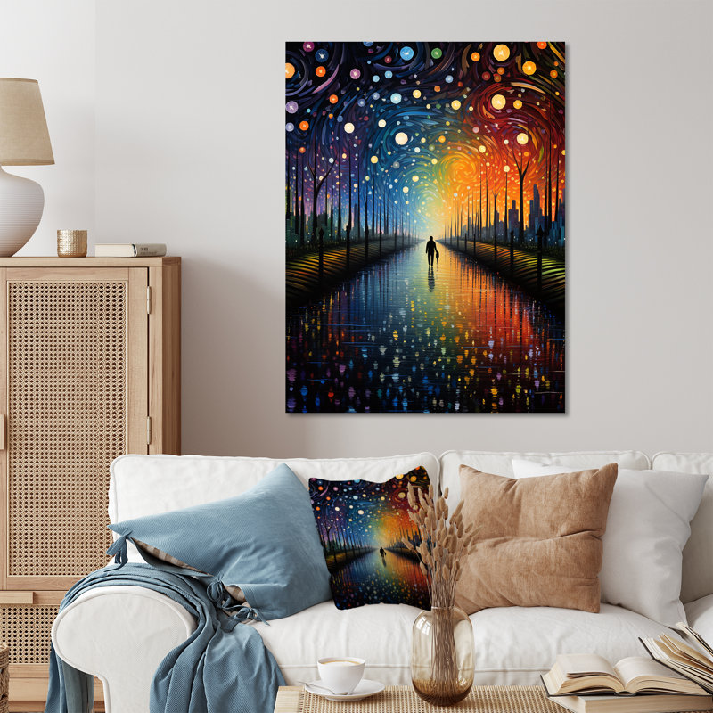 «Walking In Starry Night Over Forest - Vangogh», art mural en métal, H 20 po x l 12 po x P 1 po