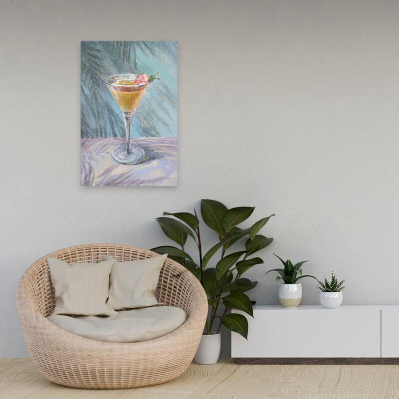 «Happy Hour I Art» bleu et botanique, H 24 po x l 16 po