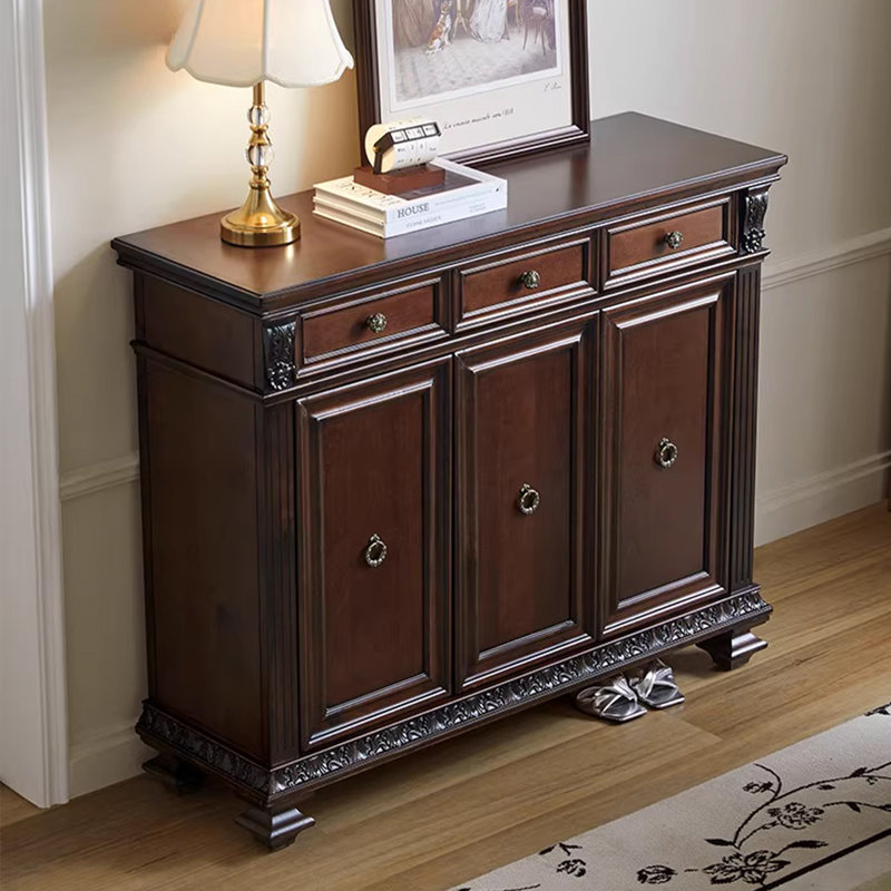 Nut-brown Solid Wood Shoe Storage Bench