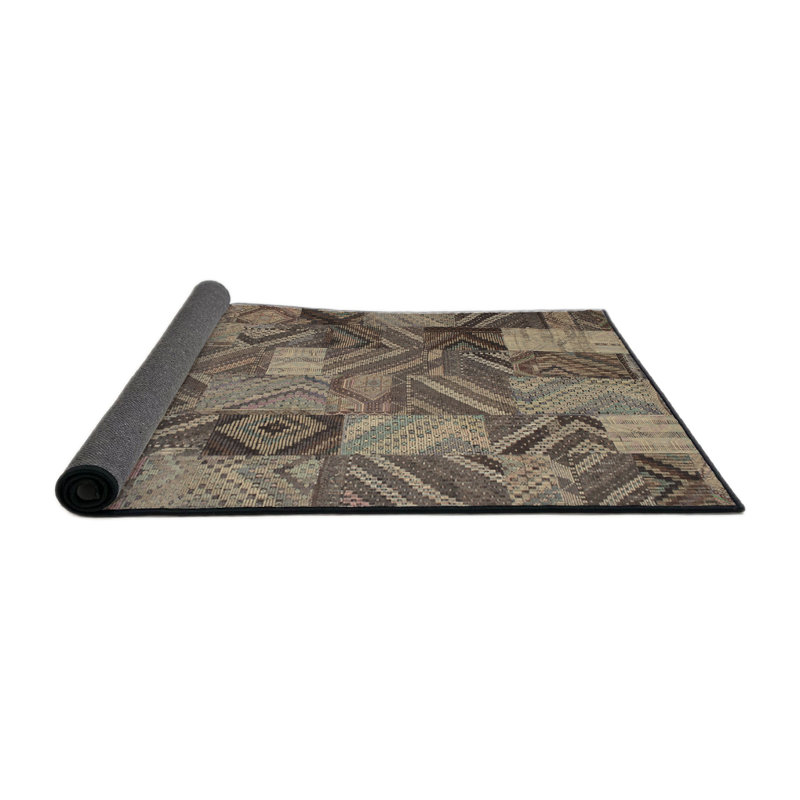 Tapis contemporain gris, Rond 7 pi