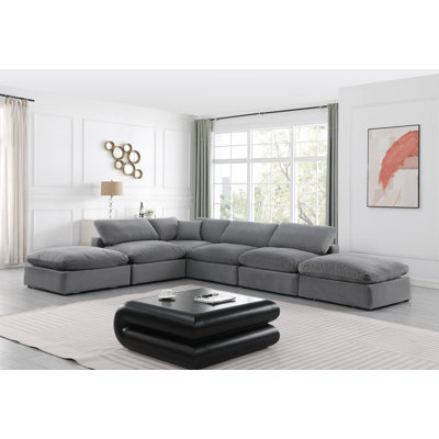 Hosna 160'' Velvet Modular CAL117 Compliant Sofa