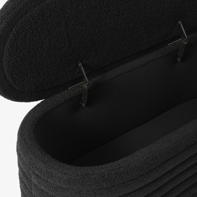 Caitlun Upholstered Storage Bench, Black, 18.1" H x 42.5" W x 17" D
