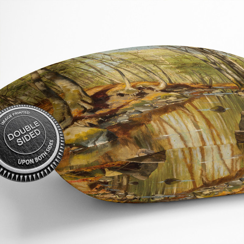 A Wooded River Landscape Square Throw Cushion, 40cm H x 40cm W x 15cm D