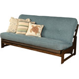 Aspen Frame-Reclaim Mocha Finish-Futon Frame Set with Mattress, Foldable Futon Frame with Sturdy Wood Build, Living Room Futon Frame with Mattress, Versatile Design