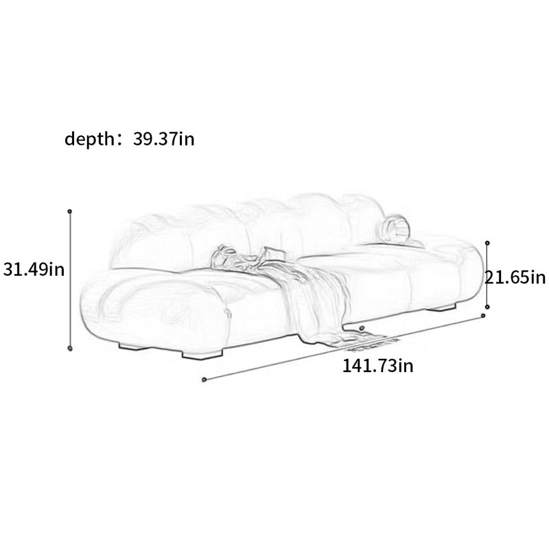 Creative sofa with Cream clouds, 31.49" H x 141.73" W x 39.37" D, 5