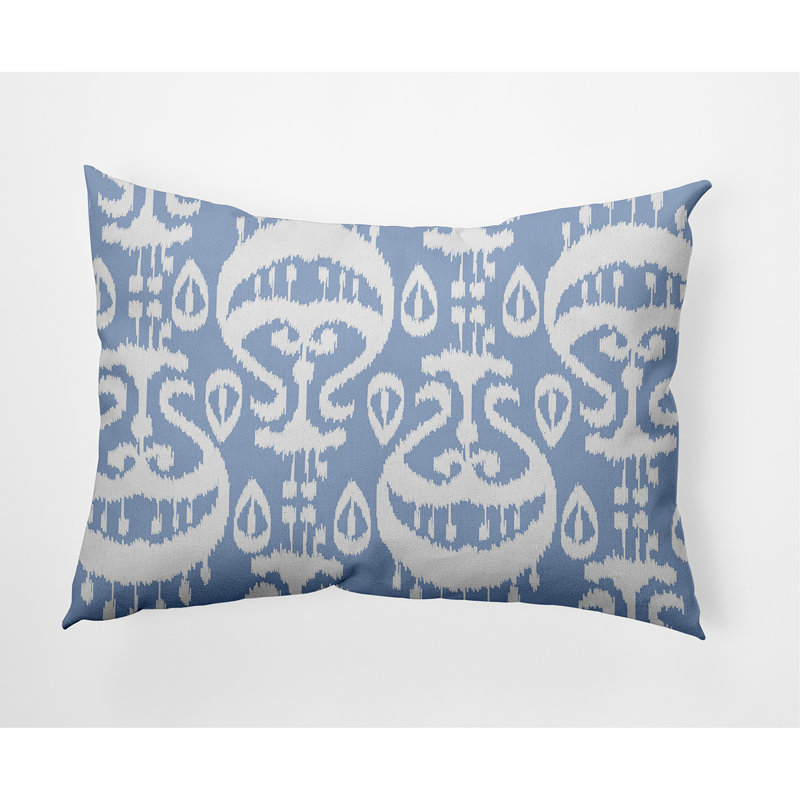 Ikat Outdoor Reversible Throw Pillow, Blue