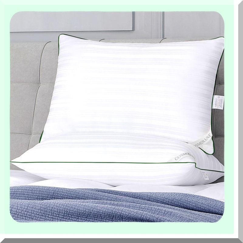 FirmSleep 2-Pack Dark Green Pillows - Set for Side, Stomach, Back Sleepers - Hotel Collection Down Alternative Bed Pillow - Standard Size