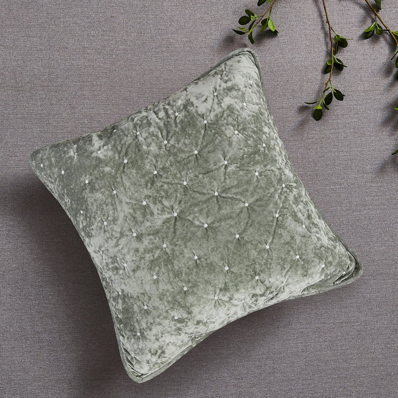 Polka Dots Velvet Pillow Cover, Green