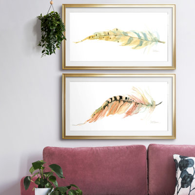 Tail Feather III - ensemble de 2 peintures encadrées